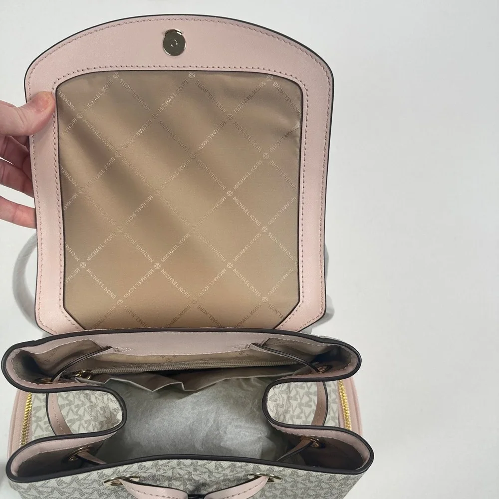 Michael Kors Jet Set Large Logo‎ Backpack Powder Blush/ Vanilla - New
